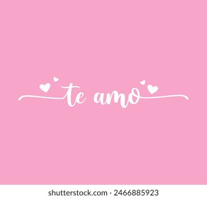 Handdrawn Lettering Te amo In Spanish  translate as I love you in English. Romantic Phrase.  