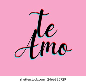 Handdrawn Lettering Te amo In Spanish  translate as I love you in English. Romantic Phrase.  