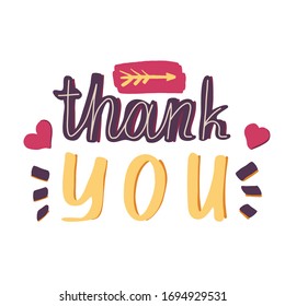 Hand-drawn lettering Thank you. An element on the theme of gratitude on the poster, postcard Isolated on a white background.