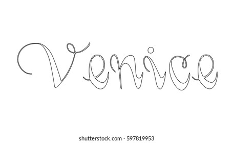Hand-drawn lettering with Venetian text. Vector illustration background.