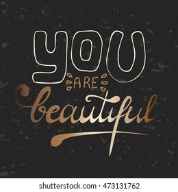 Handdrawn Lettering You Beautiful Vector Design Stock Vector (Royalty ...