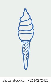Hand-drawn lice cream Illustration. Line art, ink, minimalist style. Vector illustration. Summer collection.