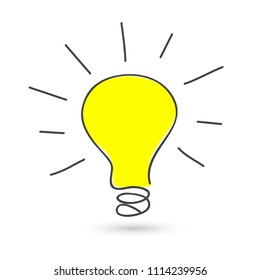 Hand-drawn light bulb doodle and sketch