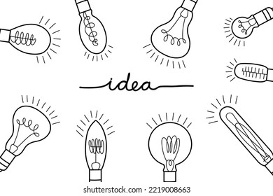 Idea Symbol Hand Drawn Monochrome Retro Light Bulb Stock