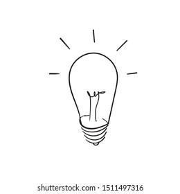 handdrawn Light Bulb line icon design template doodle