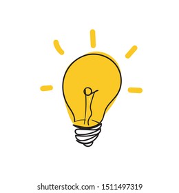 handdrawn Light Bulb line icon design template doodle