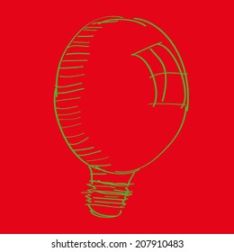 a hand-drawn light bulb in a red background