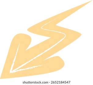 Hand-Drawn Lightning Bolt Arrow Pointing Down Illustration