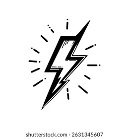 Hand-drawn lightning bolt icon on white background
