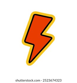 Hand-drawn lightning bolt illustration. Creative sticker symbolizing energy, power, and speed. Vector illustration for dynamic designs, storms, and bold concepts.