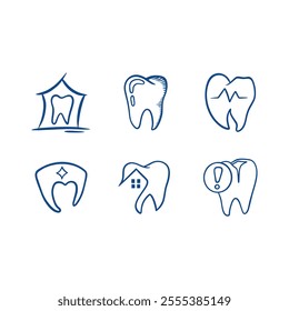 Hand-drawn line art dental logo featuring a stylized tooth and soft organic lines. Perfect for modern dental clinics, orthodontists, or wellness branding.