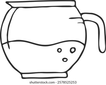 Hand-Drawn Line Art Glass Coffee Pot abstract decoration beautiful  drawing 