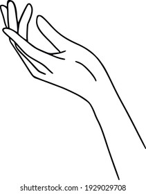 Hand-drawn line art hands. Elegant gestures isolated on white. Minimalist vector art. Womens hands icons, symbols and logo.