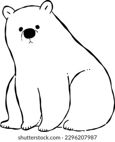 Hand-drawn line art illustration of a sitting polar bear
