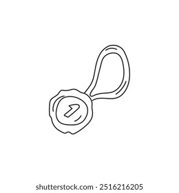 Hand-drawn line art illustration of a wax seal with a lightning bolt inside.