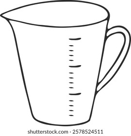 Hand-Drawn Line Art Kitchen Utencil Liquid Measuring Cup