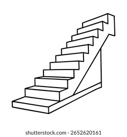 Handdrawn line art a staircase with steps supporting structure on stairs