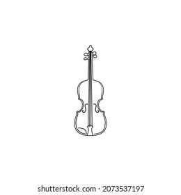 Hand-drawn Line Art Violin Viola Fiddle Cello bass music note instrument logo applied for Business and Finance logo design.