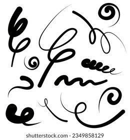 A hand-drawn line of doodles. Different element, vector.
