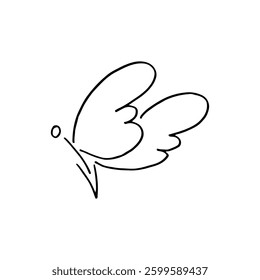 Hand-drawn line drawing of butterfly side view logo concept vector animal.