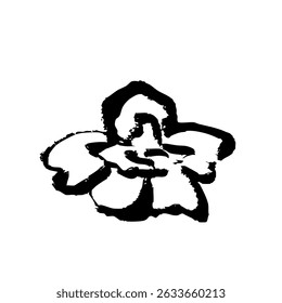 Desenho de linha desenhado à mão ilustração vetorial de uma flor tipo pincel. A cor é preta.