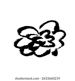 Handgezeichnete Linienzeichnung, Vektorgrafik einer bürstenartigen Blume. Die Farbe ist schwarz.
