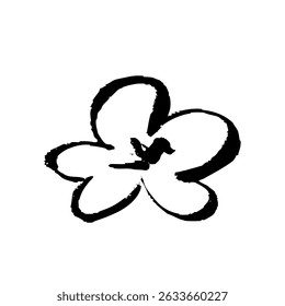 Hand-drawn line drawing vector illustration of a brush-like flower. Color is black.