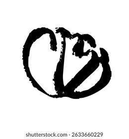 Hand-drawn line drawing vector illustration of a brush-like flower. Color is black.
