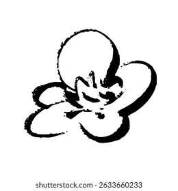 Dibujo de línea dibujado a mano Ilustración vectorial de una flor en forma de pincel. El color es negro.