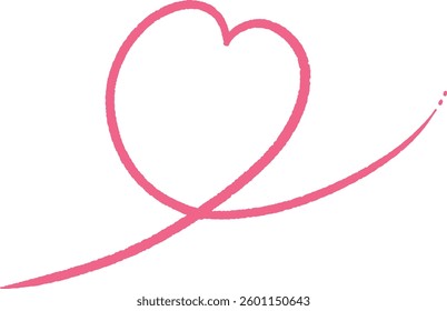 Handdrawn line heart illustration material with crayons