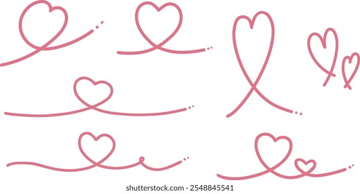 Handdrawn line heart illustration set material