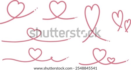 Handdrawn line heart illustration set material