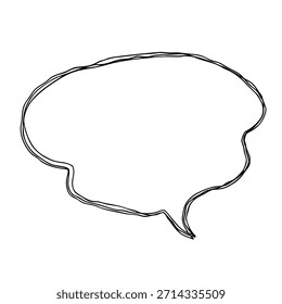 Un icono de línea dibujado a mano de una burbuja de discurso suave. Una Ilustración vectorial monocromática con múltiples líneas superpuestas.