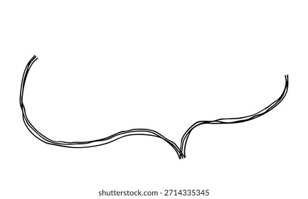 Un icono de línea dibujado a mano de una burbuja de discurso blanda. Una Ilustración vectorial monocromática con múltiples líneas superpuestas.