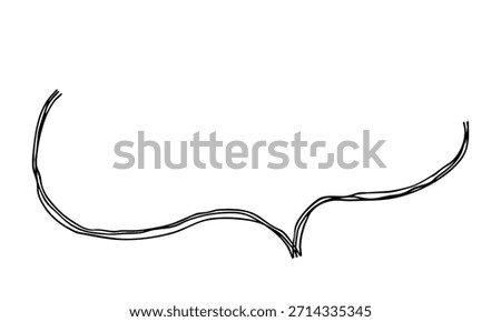 A hand-drawn line icon of a squishy speech bubble. A monochrome vector illustration with multiple overlapping lines.