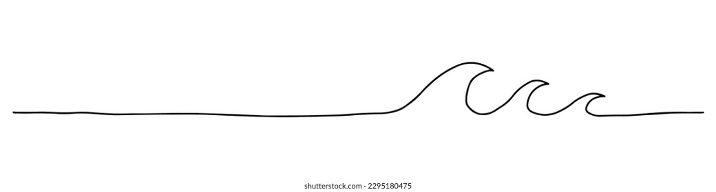 Handdrawn line sea wave  Abstract wave drawn and continuous black line  Vector illustration white background 	