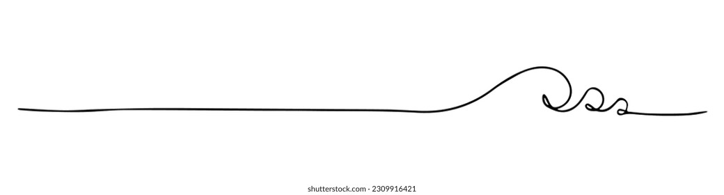 Handdrawn line sea wave  Abstract wave drawn and continuous black line  Vector illustration white background   For design  social media  print  wallpaper  logo 