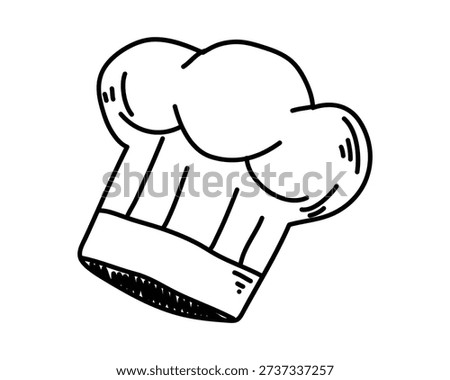 Hand-drawn in line skate style chef's hat. doodle Vector illustration Editable stroke.
