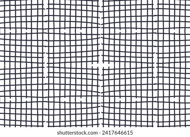 Hand-drawn line textures. Plaid pattern with scribbles. Different types of hatching