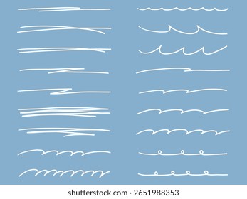 Handgezeichnete Linie, Vektorgrafik-Set. Handgezeichnet, Zierarbeit, Doodle, Strichkunst