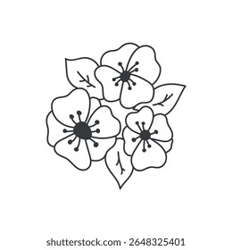 Hand-drawn linear wedding bouquet icon in minimalist style, perfect for rustic and elegant event designs. Ideal for planners, invitations, signage, and digital templates. 