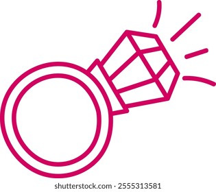 Handdrawn Lined Ring With Gem Vector Illustration