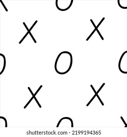Hand-drawn lines. Seamless abstract black and white tic tac toe pattern, seamless pattern, web design, greeting card, textile, technology background