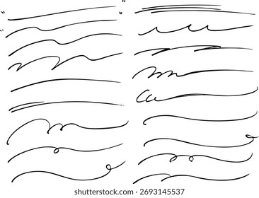
Handgezeichnete Linien unter Buchstaben Unterstrichener Satz Vektor