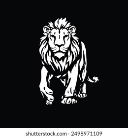 Hand-drawn lion logo on a black background, embodies regal strength and sophisticated artistry. Ideal for creative agencies, woodwork companies, streetwear brands, sports companies.