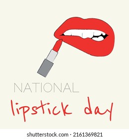 Handdrawn Lips Lipstick Inscription National Lipstick Stock Vector ...