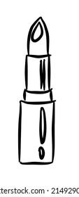 Hand-Drawn lipstick. Doodle vector illustration. Make up.