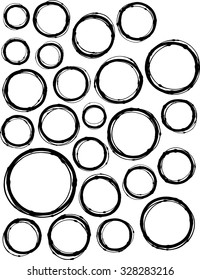 hand-drawn liquid line circle shape collection over white