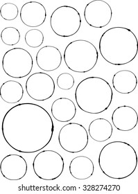 hand-drawn liquid line circle shapes over white
