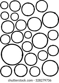 hand-drawn liquid line circle shapes over white